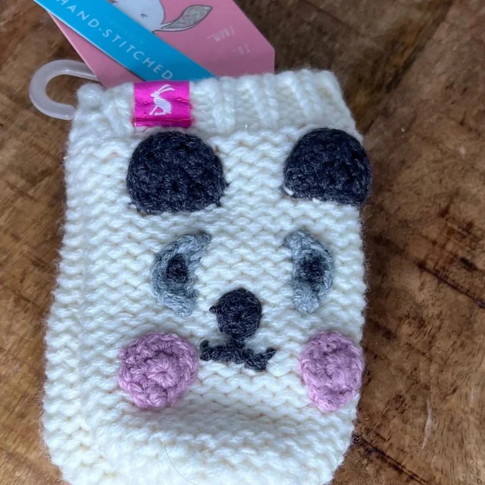 Joules Cream and Black Panda Baby’s Mittens